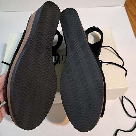 Cordani Calzature Milly Black Cord Lace Up Sling Back Platform Wedge 41 - Picture 6 of 8